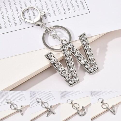 Cute Letter Pendant Keychain Crystal Rhinestone Alphabet Key Ring Initial Capital Letter A-Z Jewelry Chain Unisex Key Chain Gift