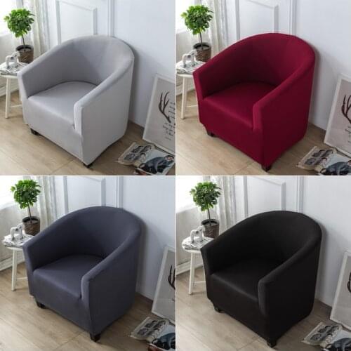 Solid Color Tub Armchair Cover Couch cushion Cover 1 Seat Sofa Slipcover Single Seater Furniture Cover Elastic for Living Room