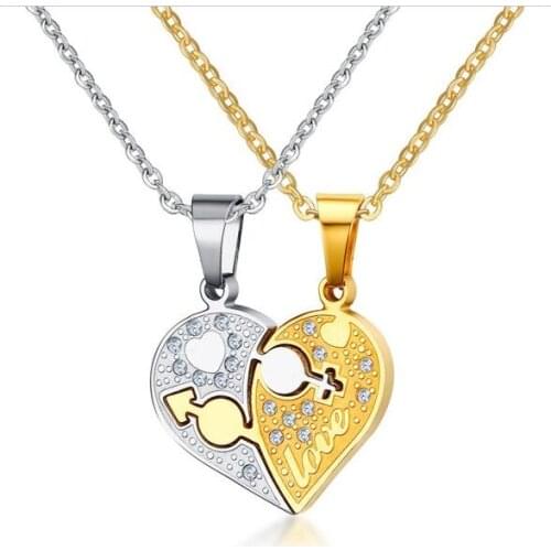 LOOKER Rhinestone Charm Pendant Necklace Love Heart Shaped 20" O Link Chain Necklace Gift Jewelry Accessories