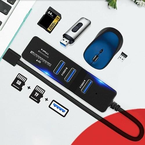 50% Off Portable USB 3.0 Hub 3 Ports Micro-SD Reader with LED Light Indication Accessory