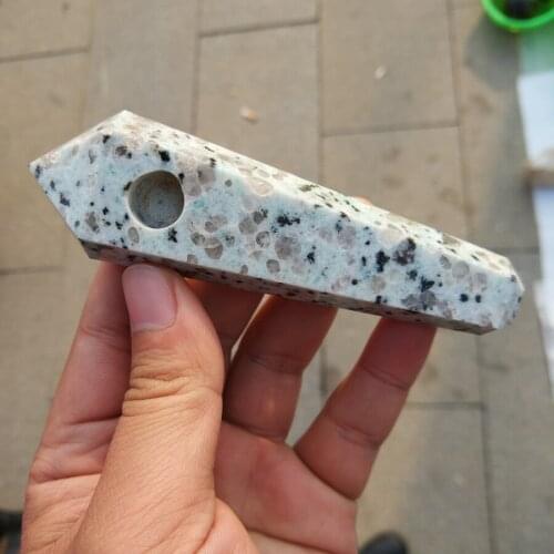 Drop Shipping wholesale Natural white speckle Crystal Smoking Pipe+strainer quartz stone healing wand Free Shipping X17