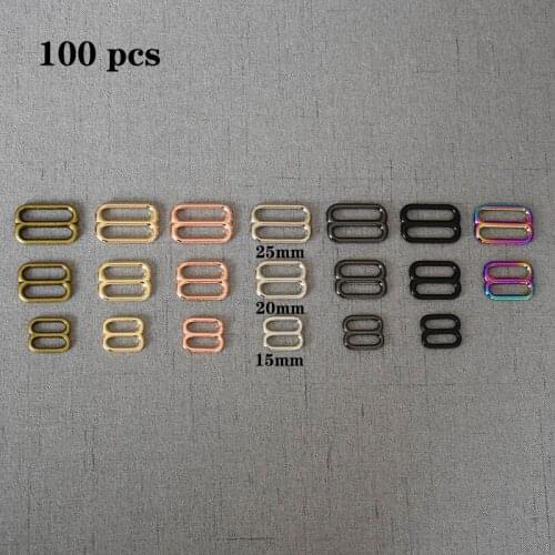 100 Pcs/Pack 15mm 20mm 25mm 32mm Slider Adjuster Belt Buckles For Bag DIY Garmentmetal adjustable buckles straps bags belts