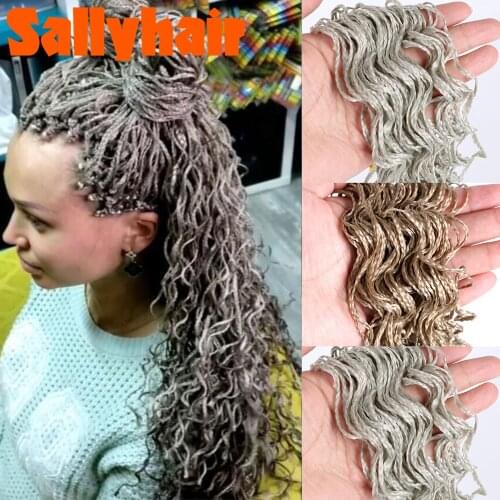 Sallyhair Zizi Braids Thin Micro Crochet Box Braids Synthetic Hair Extensions Gray Purple Pink Brown Chestnut Crochet Hair