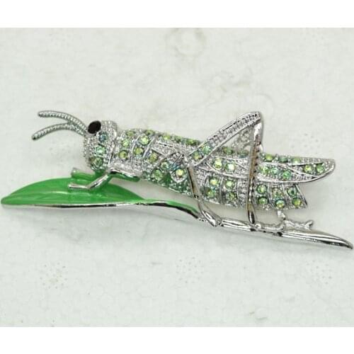 Rhinestone Enamel Grasshopper brooch Pin C892 KB