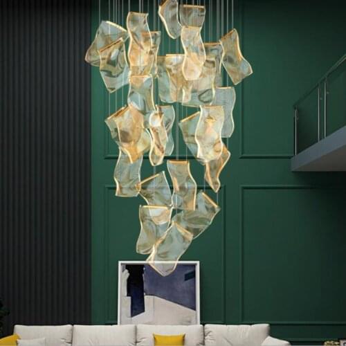 Paper Art LED Chandelier Lighting Modern Minimalist Villa Hanging Lamp Nordic Staircase Restaurant Indoor Creative Fixtures