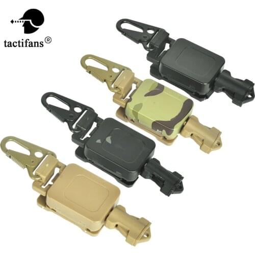 Tactical Pistol Retractable Sling Rotary Nylon Rope Metal Steel Clip Keychain Key Storage Hunting Airsoft Paintball Accessories