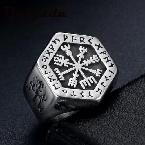 Viking Anel Valknut Jewelry Rings Valknut Norse Spirit Stainless Steel Gothic Vegvisir Jewelry For Man Party Gift Wholesale