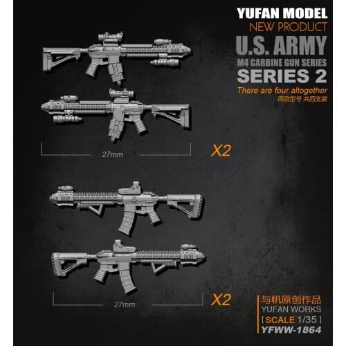 Yufan Model Original 1/35m4 Rifle-2 Resin Soldier Length 2-3CM Model Kit Yfww-1864