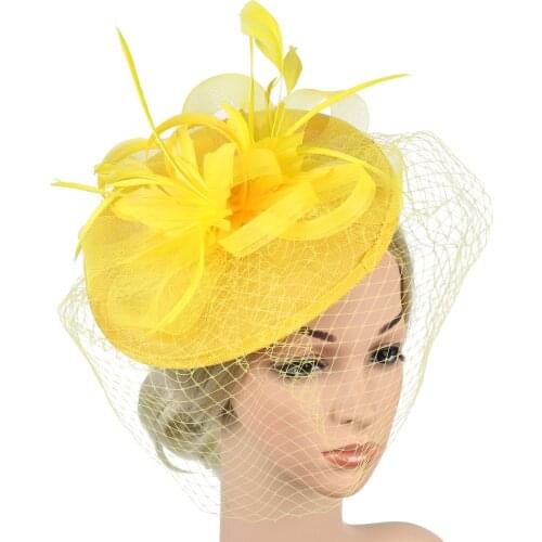 1PC Women Fascinator Royal Ascot Race Top Hats Flower Feather Party Hat Hair Clip Headband Accessory Hair Clips for Women
