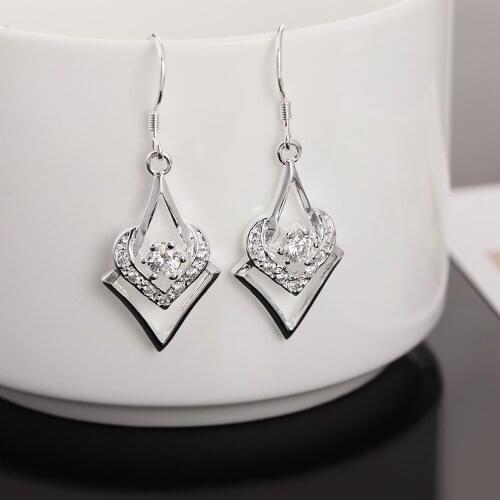 Charms 925 Sterling Silver All-match crystaldrop Earrings for Women elegant fashion party wedding Jewelry Holiday gifts