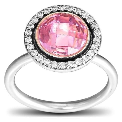 Pink Big Stone Ring Silver 925 Jewelry Brilliant Legacy Rings for Women Gift 925 Sterling Silver Bijoux free shipping R073