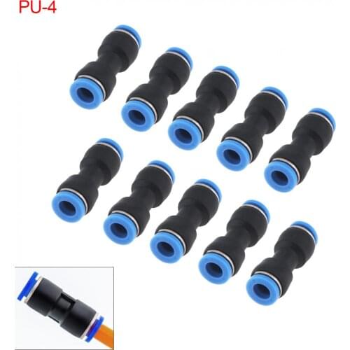 10PCS 4MM PU-4 Plastic Straight Through Quick Connector Pneumatic Insertion Air Tube new