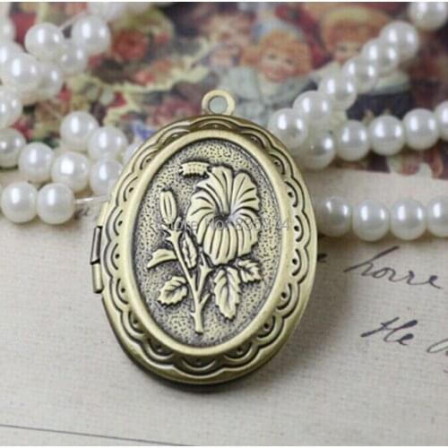 100pcs Wholesale ANTIQUE BRONZE 33*23mm Oval PHOTO LOCKET Blank for Necklace Pendant & Charm Findings for DIY Jewelry Making