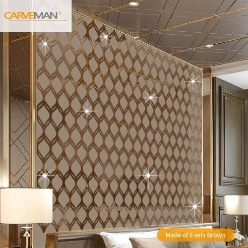 12pcs DIY Acrylic Lantern Hollow Mirror Wall Stickers Wall Mirror Decals Wall Art Home Decoration for Wall Decals Living Room