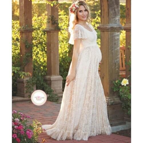 2017 Women White Skirt Maternity Photography Props Lace Pregnancy Clothes Maternity Dresses For pregnant Photo Shoot Clothing