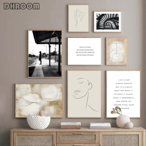 Abstract Line Drewing Painting Quotes Wall Art Canvas Poster Nordic Posters and Prints Wall Pictures for Living Room Home Decor