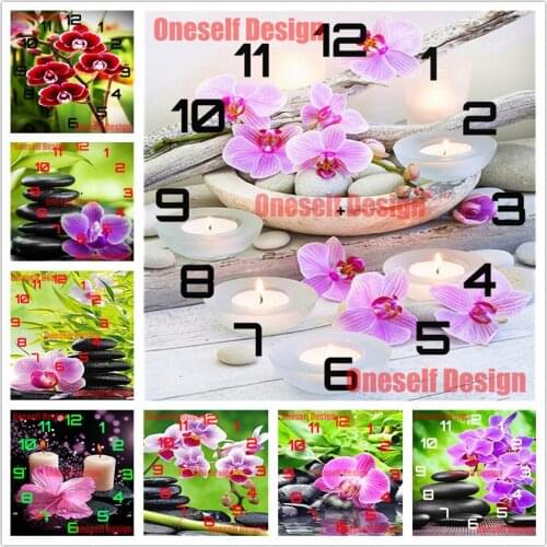Diamond mosaic clock flower diamond painting full clock flower 5d diamond embroidery sale clock decoration home Christmas gift