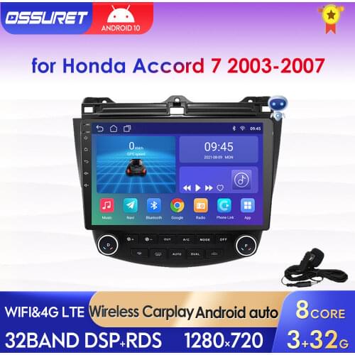 2 Din Android 10 Car Radio GPS Player for Honda Accord 7 2003 2004 2005 2006 2007 Head Unit WIFI FM AutoAudio Stereo Receiver