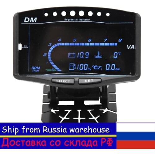 5 In 1 LCD ALARM Gauge Car Digital Meter Water Temperature Gauge with Sensors Voltage Oil Pressure Tachometer Fuel Gauge Tacho