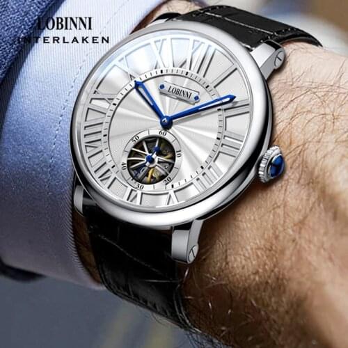 LOBINNI Men Watches Top Brand Luxury Automatic Mechanical Sport Watch Sapphire Glass Waterproof Tourbillon Clock Reloj hombres