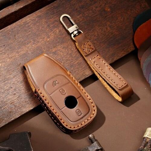 Handmade Genuine Leather Car Remote Key Cover Case For Mercedes benz W177 W205 W213 W222 2018 A C S GLS Class E class