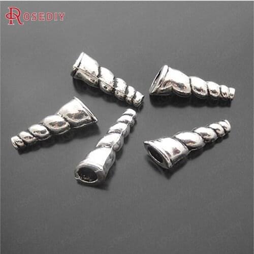 15971)20PCS 22x7MM Antique Silver Zinc Alloy Long Beads Caps Tassel Caps Jewelry Making Supplies Diy Findings Accessories