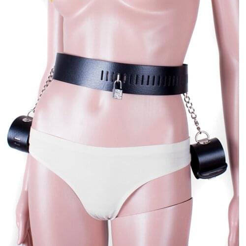 Fetish Bondage Restraints Sex Products Soft PU Leather Locking Waist Hand Cuffs Adult Games Sex Game Bdsm Sex Toys for Couples