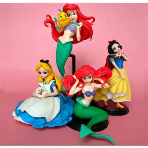 Disney Alice Snow White Ariel Princess Anime Action Figures 10-22cm Disney Princess Figurine Toys PVC Model Doll Children Toys