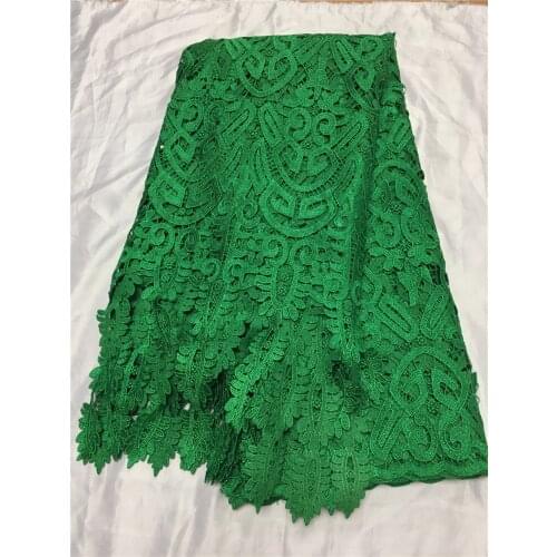 Hot sale live green color cord embroidered lace fabric water soluble lace material.high quality embroidered wholesale price