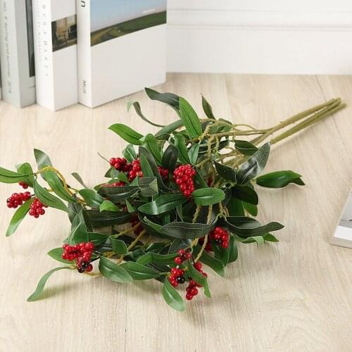 64cm Artificial Rich Fruit Simulation Greenery Berry Orange/Red Color for Wedding Home Tree Plants