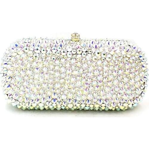 Classical Bridal wedding party women evening party luxury bag top quality clutches elegant AB silver crystal purses