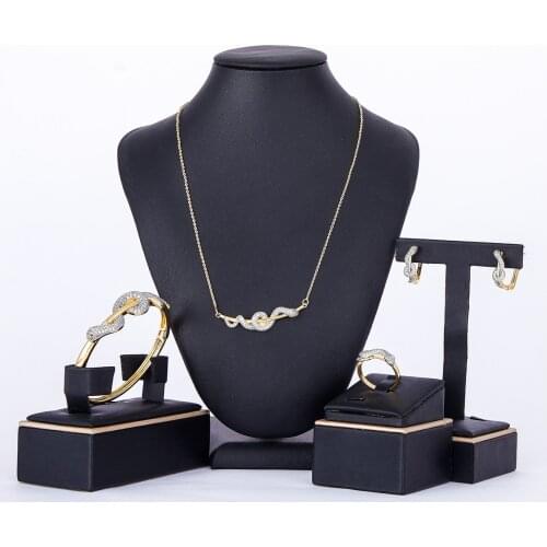2021 July Trend of 18k Gold Jewelry Sets A set of Women Accessories Necklace Earrings Ring Bangle on Hand