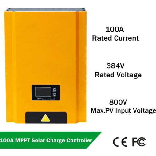 Solar Charge Controller with MPPT100A LCD Display 384V PV Home Battery Charger Solar Cell Panel Charger Regulator with Load