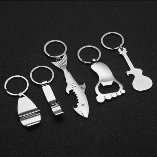 Metal Beer Keychain Bottle Opener Shark/Guitar Style Kitchen Accessories Wedding Party Favor Gifts