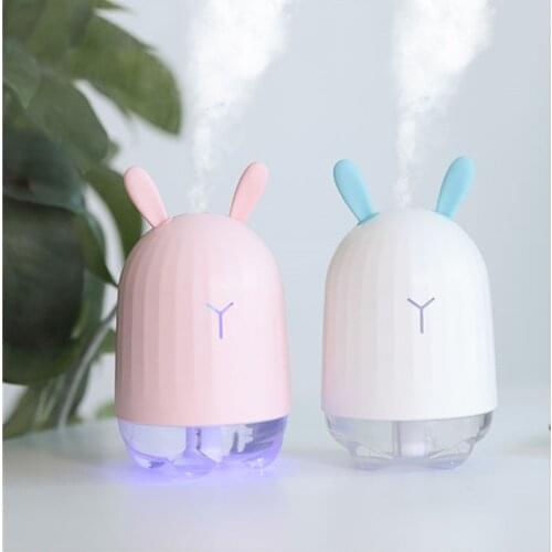 Cute Rabbit Humidifier 220ML Ultrasonic Aroma Essential Oil Diffuser for Home Car USB Fogger Mist Maker with LED Night Lamp
