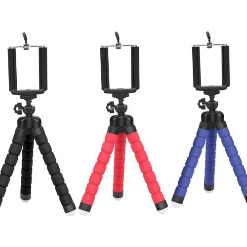 Mini Tripod Sponge Octopus Tripod Stand Mount Stretchable Rotating Selfie Cell Phone Holder Clip for GoPro Smartphone Camera