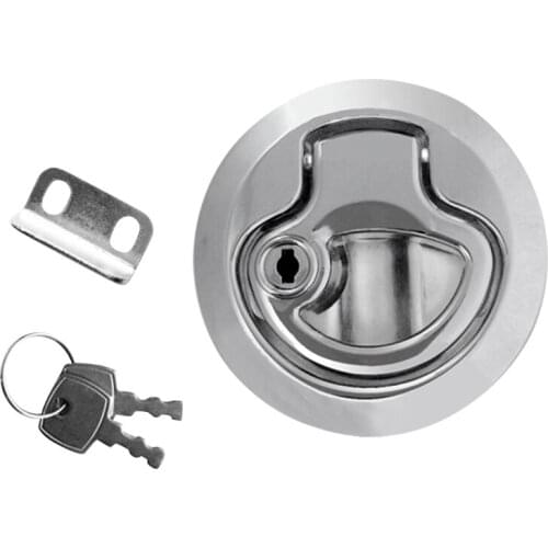 Marine Boat Locking Flush Pull Hatch Latch Bright Chrome Plated With 2 Keys