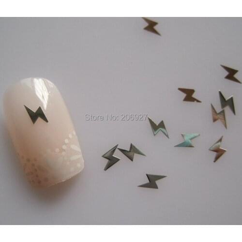 MS248-1 100pcs Silver Cute Lightening Metal Sticker Nail Art Metal Sticker Nail Art Decoration Non-adhesive Sticker