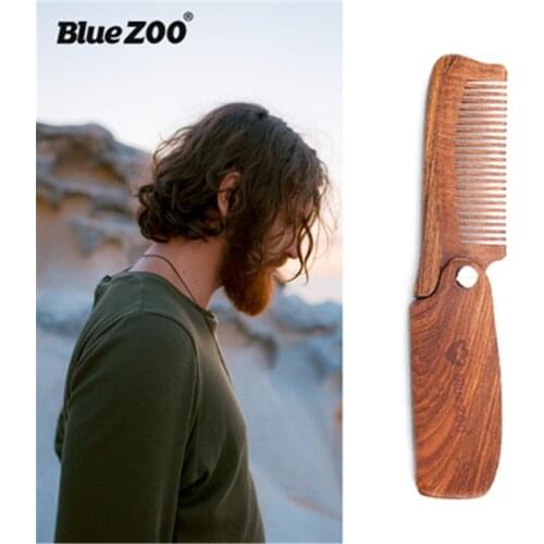 Natural Black Sandalwood Comb Durable Folded Beard Comb with Leather Bag Hair and Beard COMB Grooming