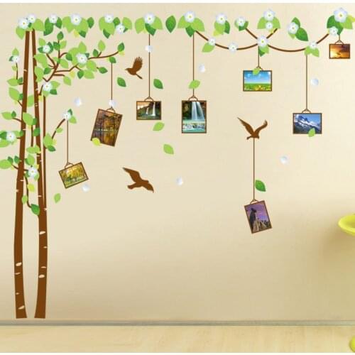 One Set of 3 Memory Tree Picture Frame Decor Wall Stickers Living Room Wallpaper Poster Decorative Flowers Leaves Wall Graphic