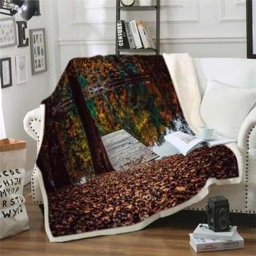 Plush Bed Blankets Microfiber Sofa Couch Blanket Cozy Warm Reversible Blanket Trees