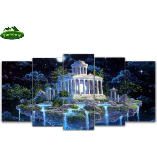 YUMEART 5D DIY Full Square Diamond Painting "Waterfall villa" Multi-picture Combination Embroidery Cross Stitch Home Living