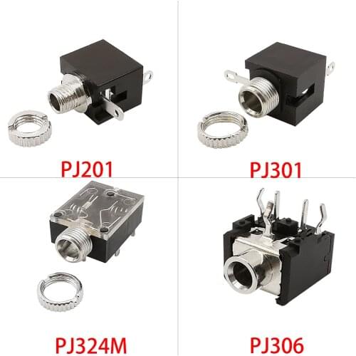 10Pcs/Lot PJ Series Headphone Jack Connector PJ201M/301/306 Audio Female Jack connector 2.5/3.5mm Female Plug Audio Connector