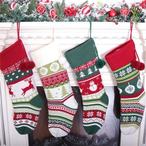 Christmas Socks Knitted Fireplace Christmas Tree Bedside Hanging Socks Christmas Decoration Children Christmas Gifts New