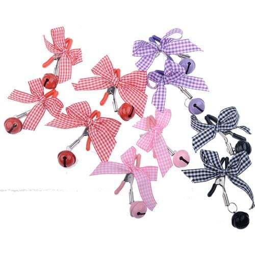 Pink & Black Woman Sexy adjustable Nipple Clamp Breast Small Bell Adult Fetish Flirting Teasing Sex Toys for Couples