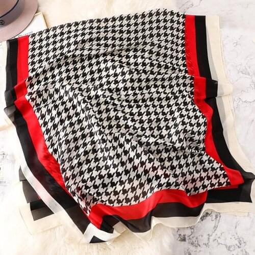 Houndstooth new print silk Scarf women Spring Summer Plus Size Female shawl women long head Scarves Wraps High quality pashmina