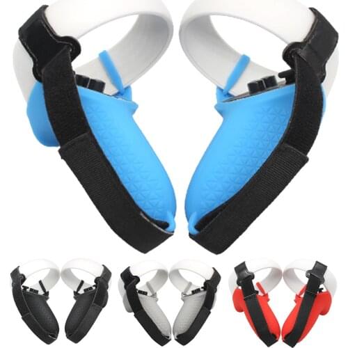 2in1 Kit Silicone Cover Knuckle Strap for Quest 2 VR Touch Controller Protective Case Handle Grip for Quest 2 Accessories