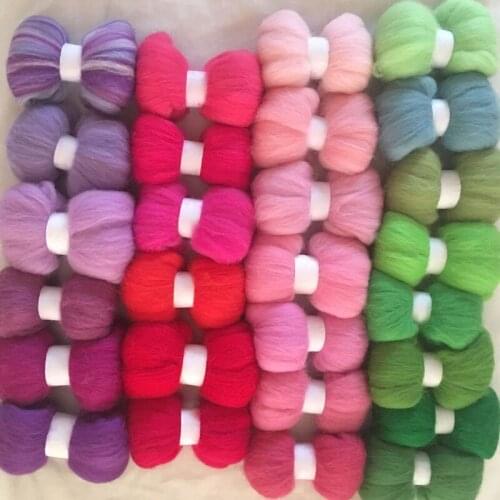 WFPFBEC FELT merino sheep wool fiber needle felting wool roving for needle felted wool 5g/color 27colors 135g