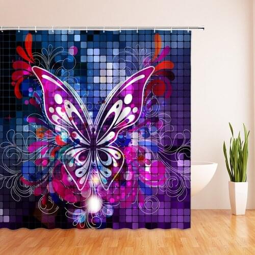 Colorful Mosaic pattern shower curtain waterproof bath curtain with 12 hooks for bathroom home decor polyester fabric screen