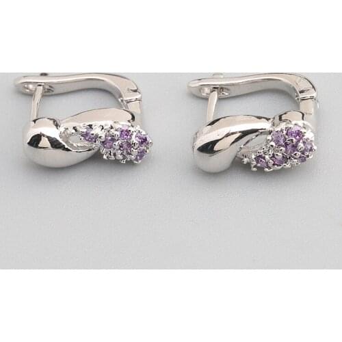 Remarkable Purple Stone 2*2mm Semi-precious Silver Cool For Womens Earrings ED0625